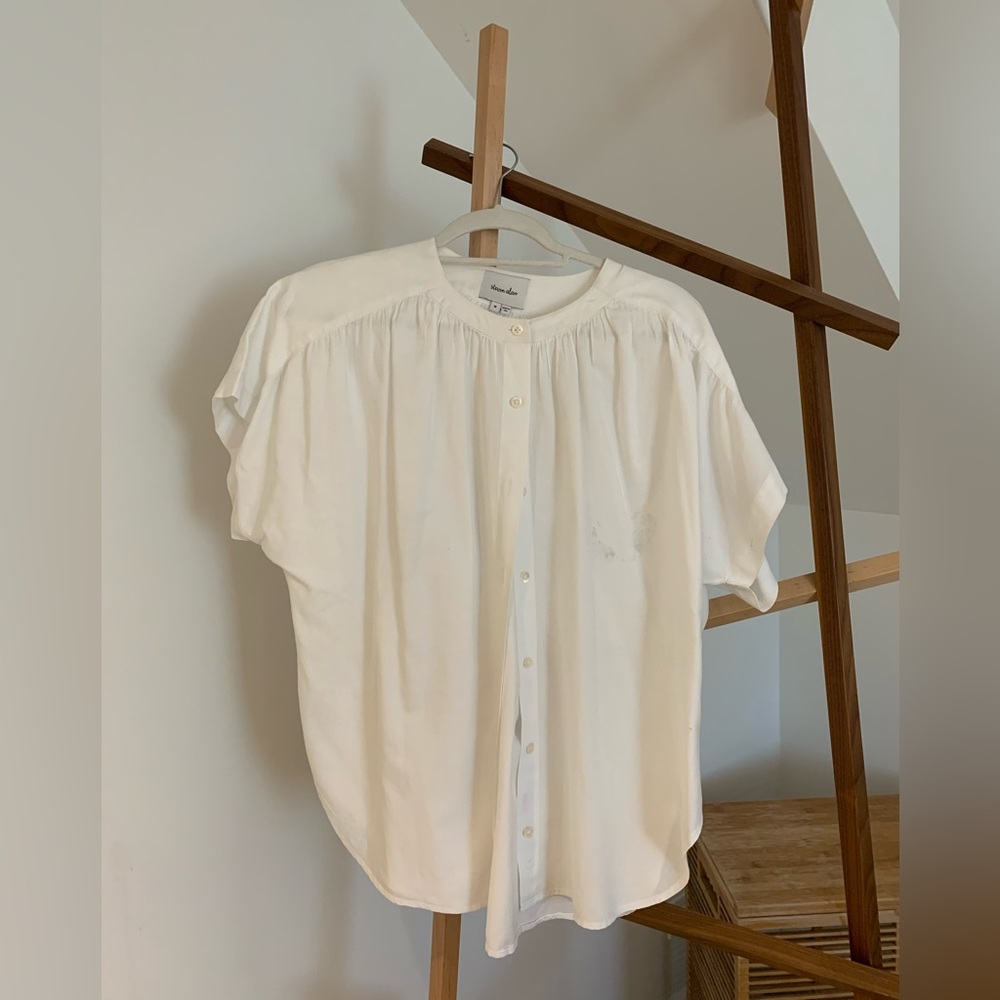 Steven Alan white linen blouse button down size Medium